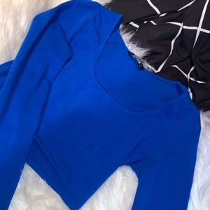 Royal Blue Long Sleeve Crop Top